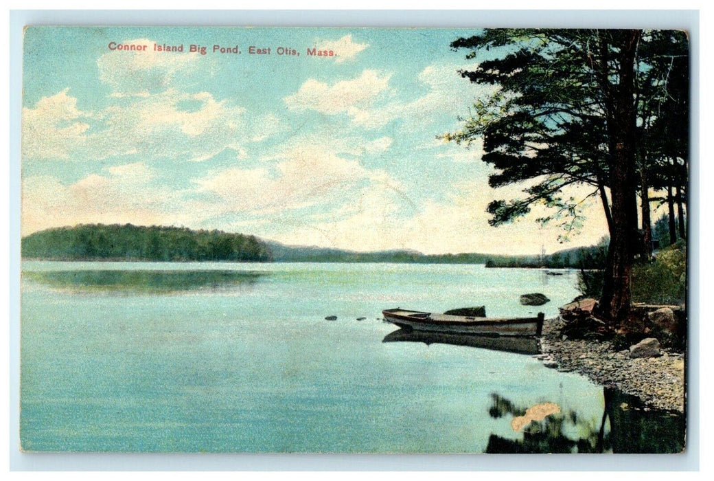 1911 Connor Island Big Pond, East Otis Massachusetts Antique Postcard
