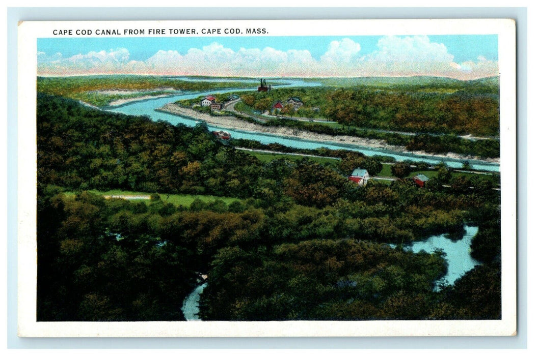 Cape Cod Canal From Fire Tower Cape Cod Massachusetts MA Aerial View Postcard