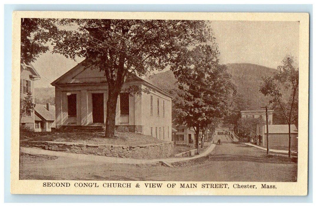 View Of Main Street Second Cong'l Church Chester Massachusetts MA Postcard