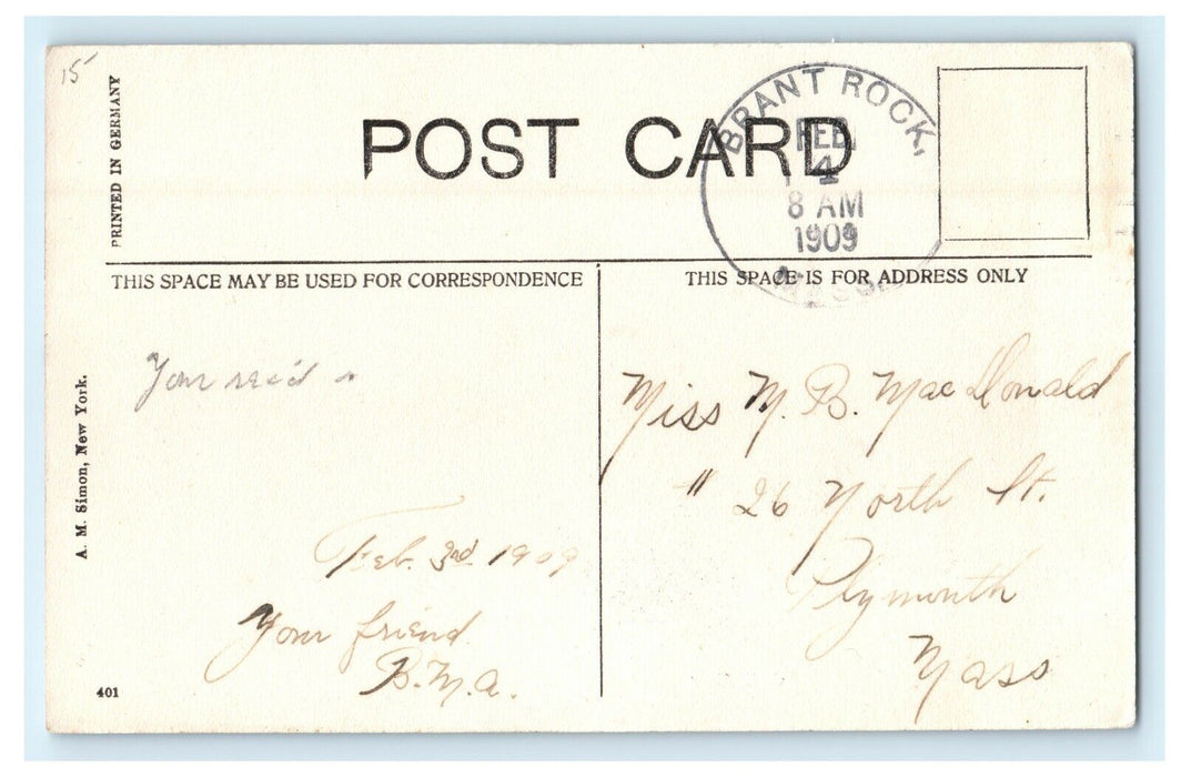 1909 Beach And Cottages Brant Rock Massachusetts MA Antique Postcard