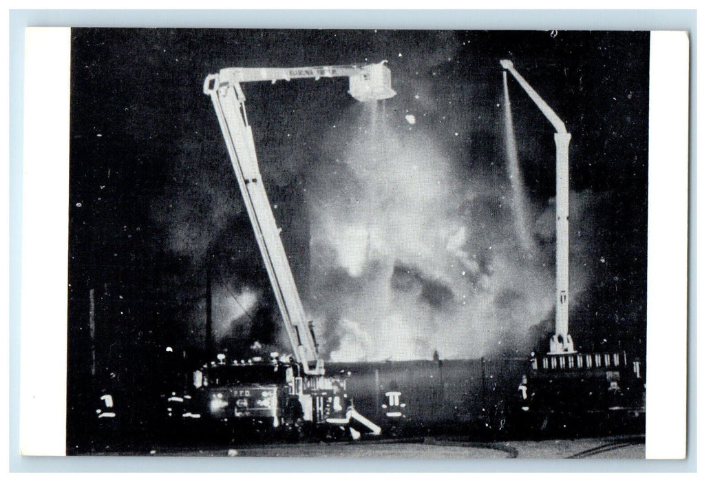 c1950s Ladder 18 Snorkel and Engine 72 Jamaica Inn Ridge Ave Postcard