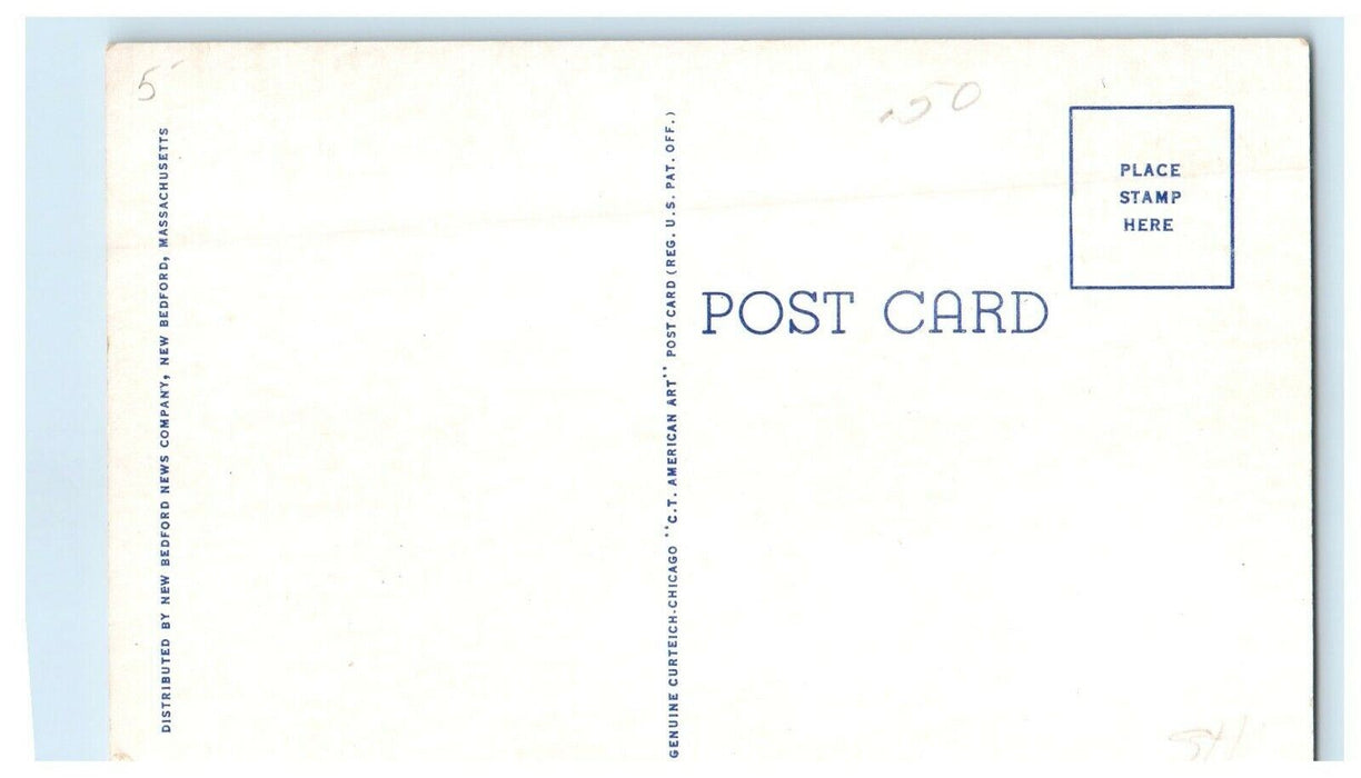 1939 Yacht Club and Lighthouse, Edgartown Massachusetts MA Vintage Postcard