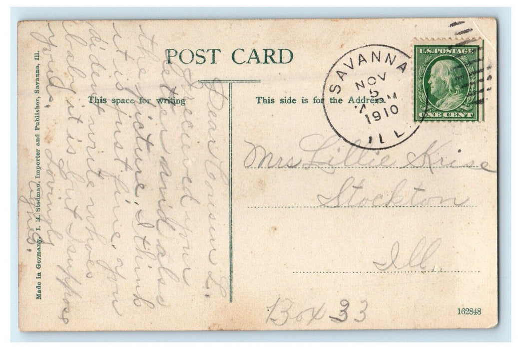 1910 Township High School, Savanna Illinois IL Antique Postcard