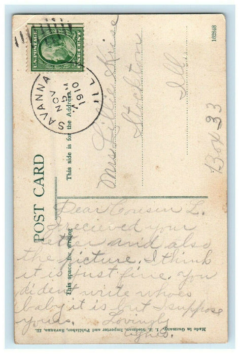 1910 Township High School, Savanna Illinois IL Antique Postcard