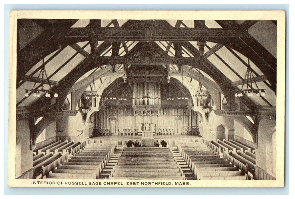 1910 Russell Sage Chapel, East Northfield, Massachusetts MA Antique Postcard