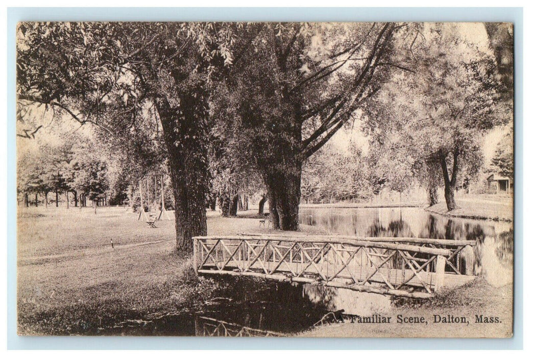 c1910 A Familiar Scene Wood Bridge River Dalton Massachusetts MA Postcard