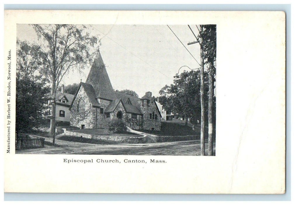 c1910 Episcopal Church Street View Canton Massachusetts MA Antique Postcard