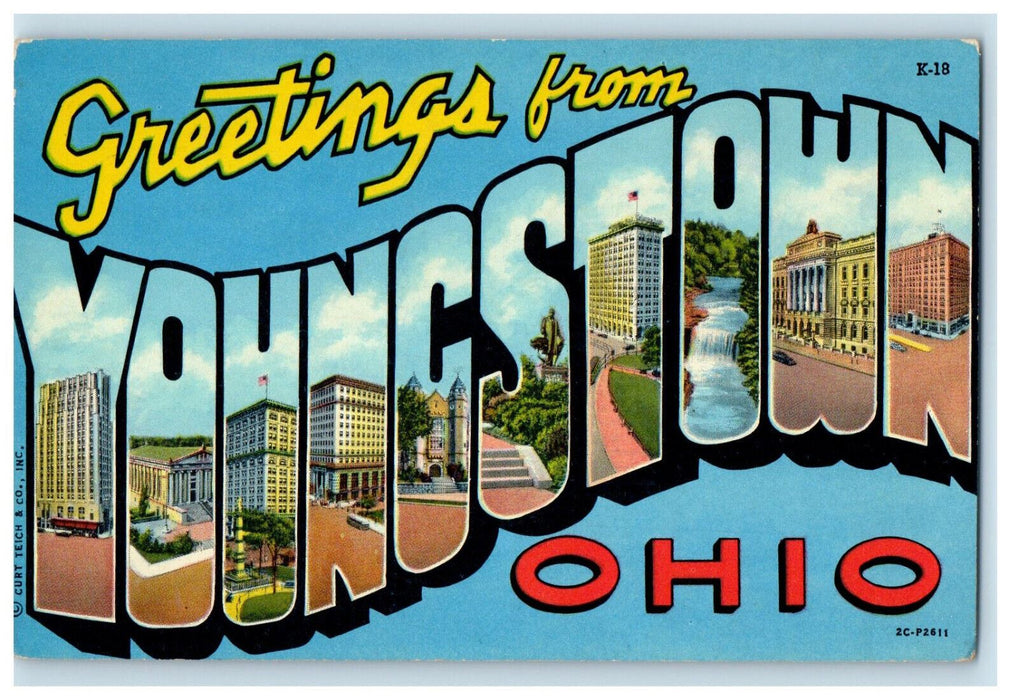 c1960s Big Letter, Places, Greetings From Youngstown Ohio OH Postcard