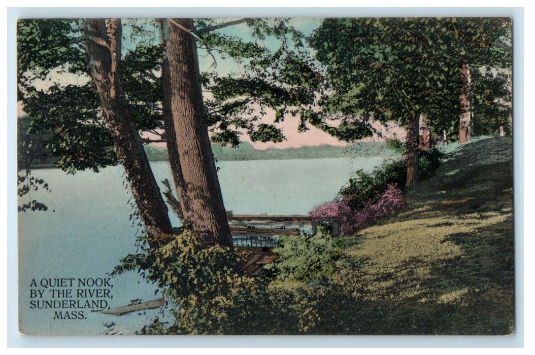 c1910 A Quiet Nook By The River, Sunderland Massachusetts MA Postcard