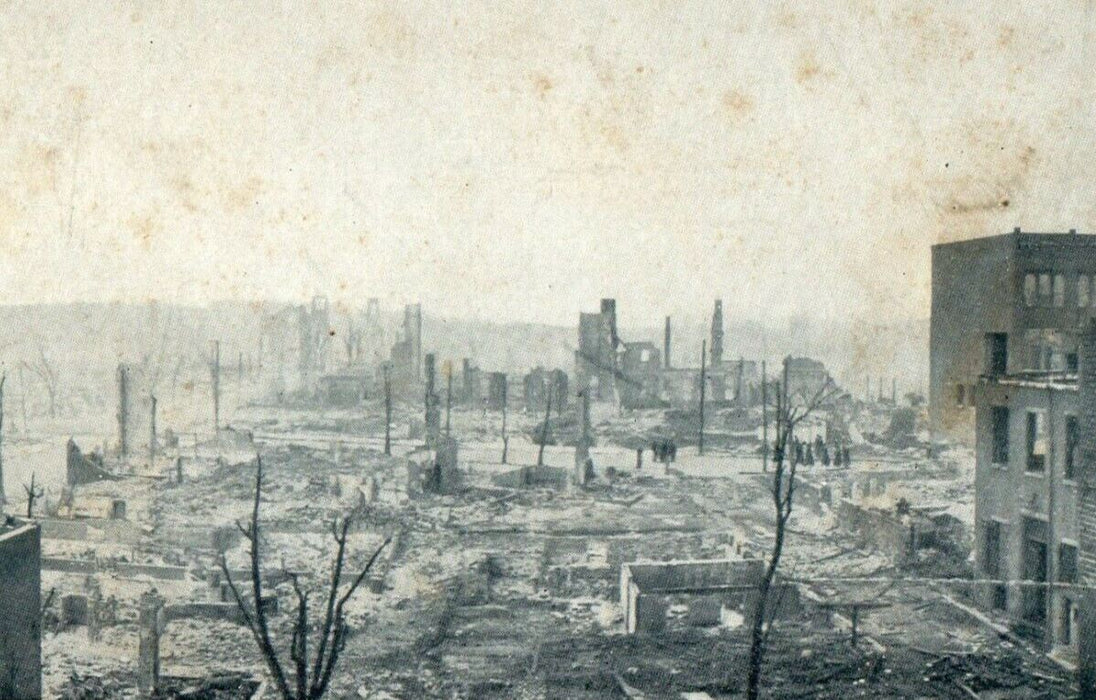 Looking Toward Everett Ave Knight Of Columbus After Big Fire Chelsea MA Postcard