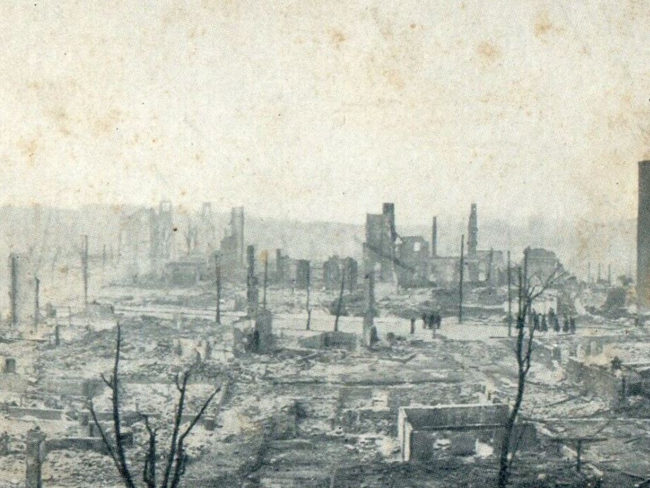 Looking Toward Everett Ave Knight Of Columbus After Big Fire Chelsea MA Postcard