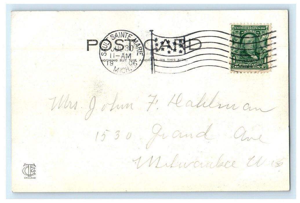 1906 Showing Two Boats in Each Level, Sault Ste. Marie Michigan MI Postcard