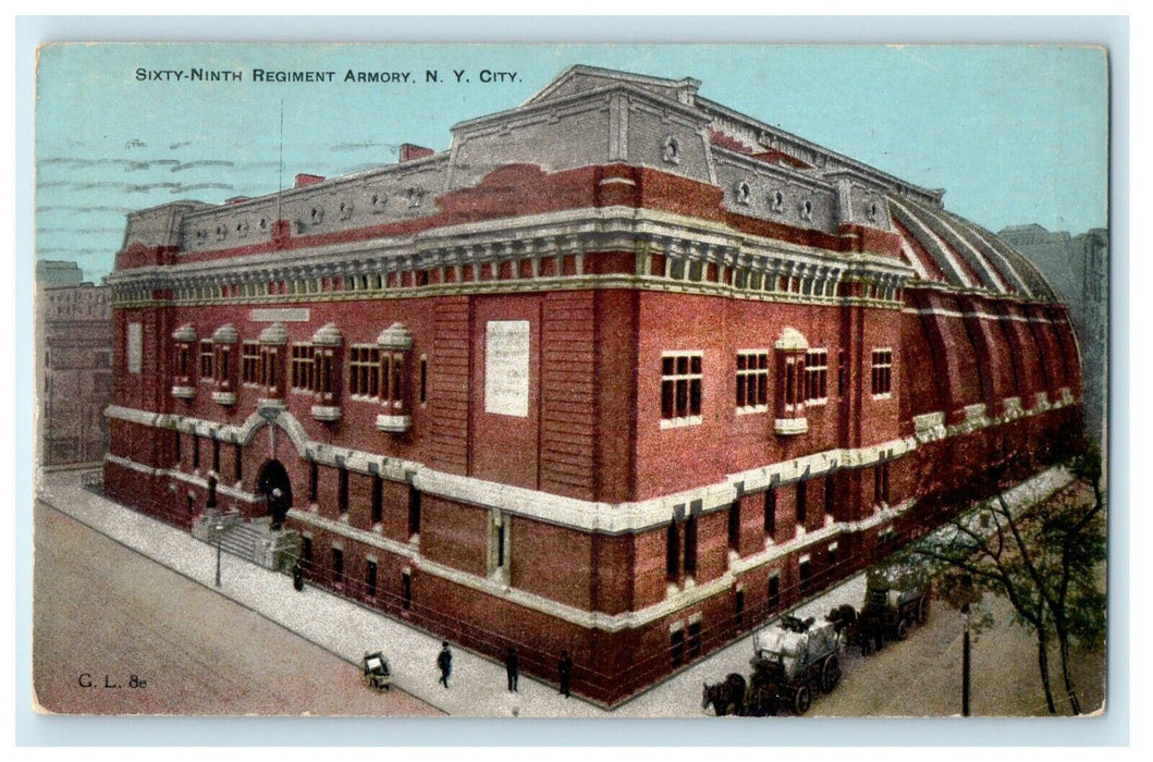 1909 Sixty Ninth Regiment Armory Building New York City NY Antique Postcard