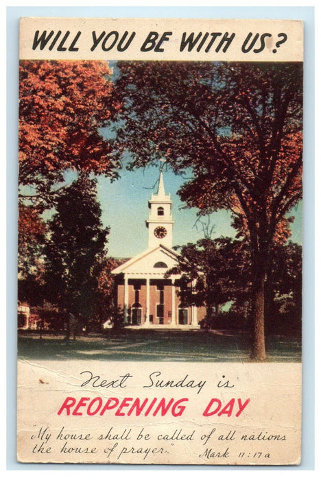 1948 Hockanum Methodist Church Connecticut CT Advertising Posted Postcard