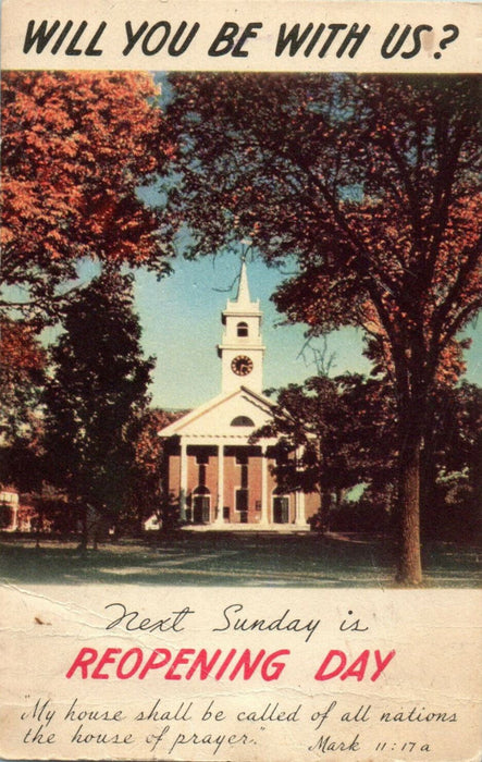 1948 Hockanum Methodist Church Connecticut CT Advertising Posted Postcard