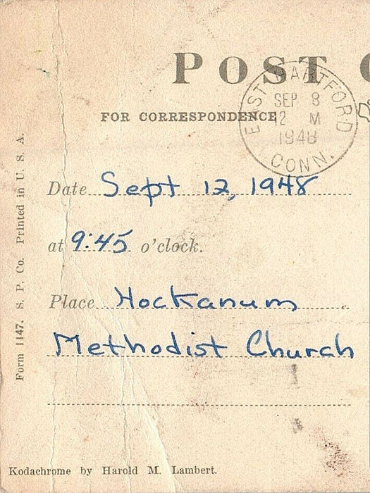 1948 Hockanum Methodist Church Connecticut CT Advertising Posted Postcard