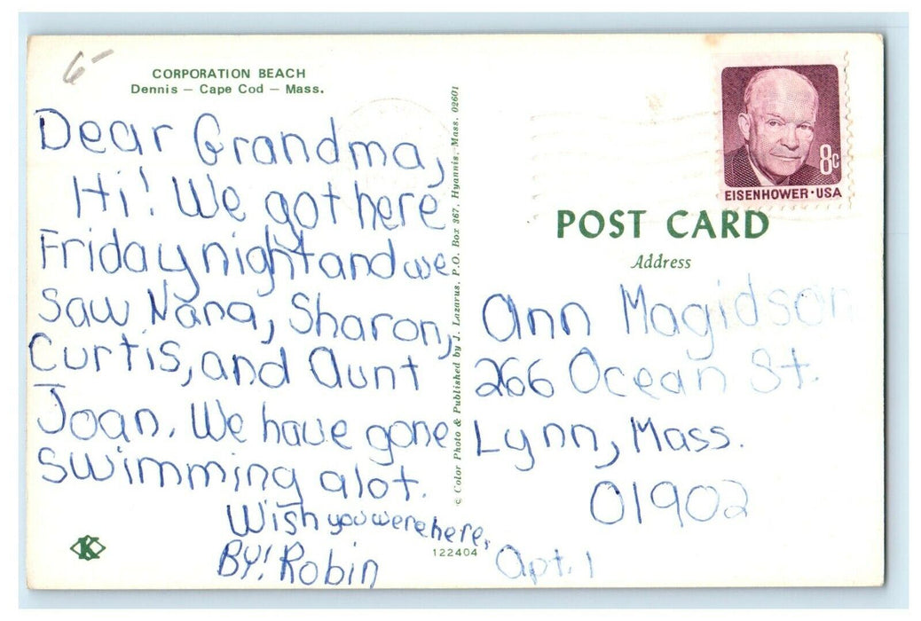 Corporation Beach Dennis Cape Cod Massachusetts MA Posted Postcard