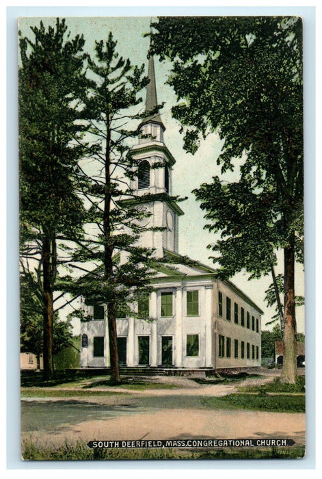 South Deerfield Massachusetts The Congregational Church View MA Postcard