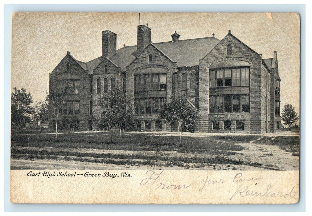 1907 East High School, Greenbay, Wisconsin WI Antique Postcard