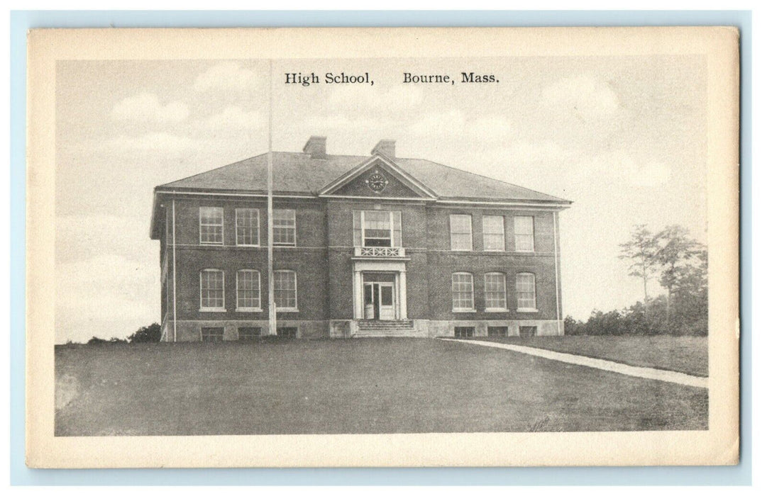 c1910 High School Building Bourne Massachusetts MA Unposted Antique Postcard