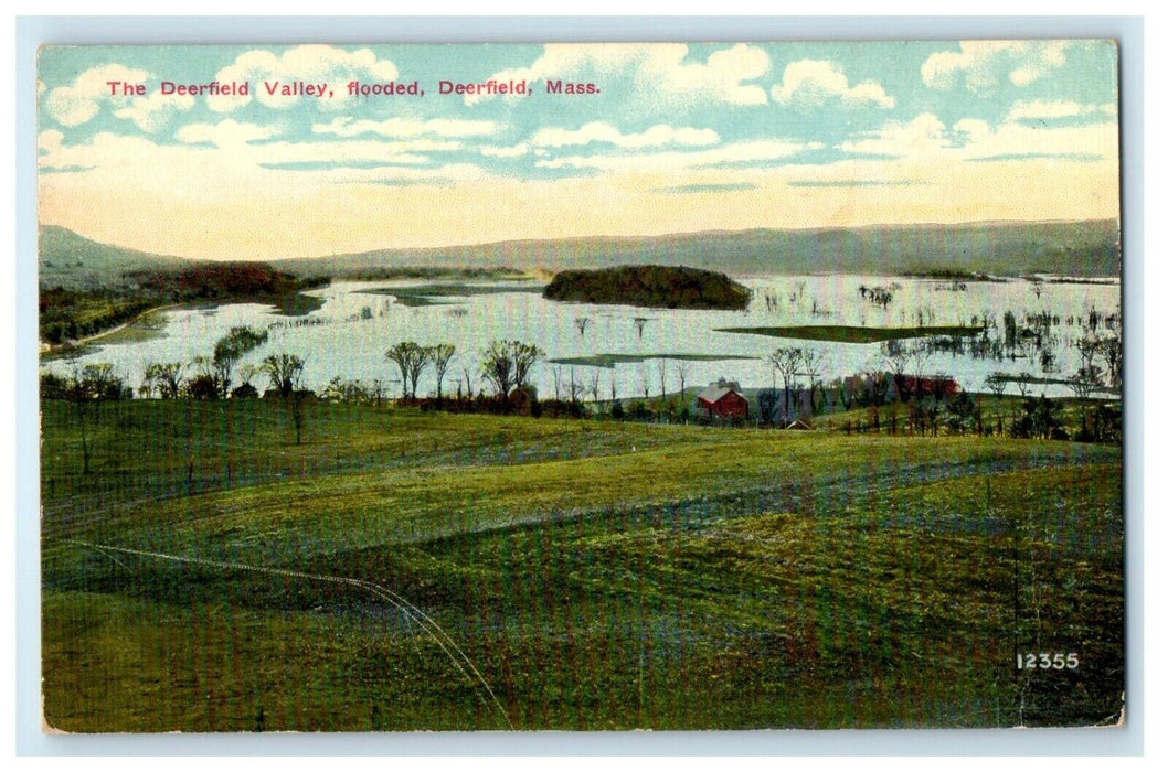 View Of The Deerfield Valley Flooded Deerfield Massachusetts MA Postcard
