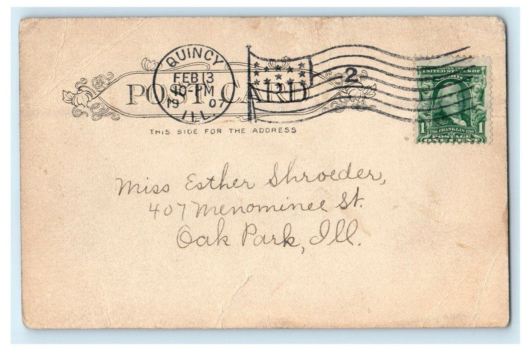 1907 Twin Lakes, South Park, Quincy Illinois IL Antique Postcard