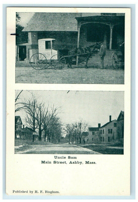 Uncle Sam Mail Carrier At Main Street Ashby Massachusetts MA Unposted Postcard