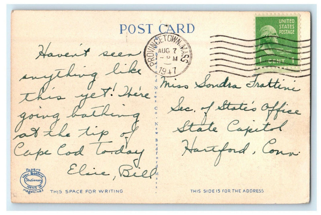 1947 Blackfish Driven Ashore, South Welfleet, Massachusetts MA Postcard