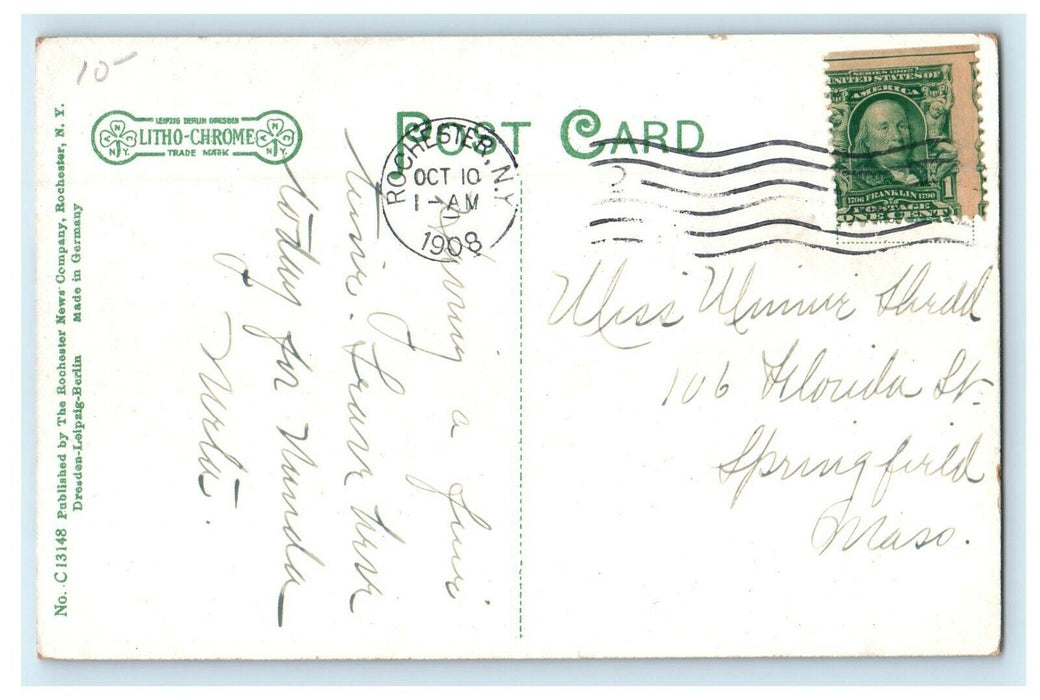 1908 Genesee River in High Water, Rochester New York NY Antique Postcard