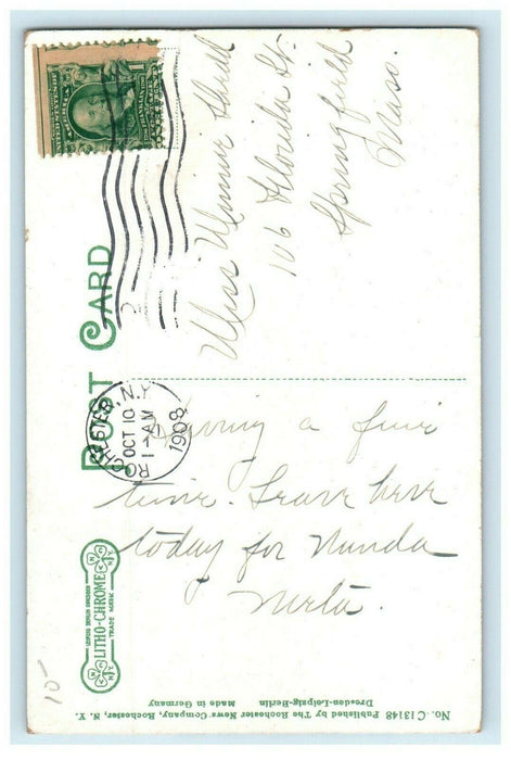 1908 Genesee River in High Water, Rochester New York NY Antique Postcard