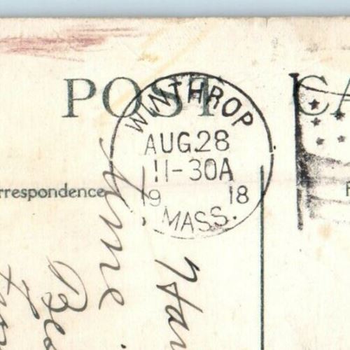 1918 Winthrop Massachusetts MA, Winthrop Bathing Beach View Antique Postcard