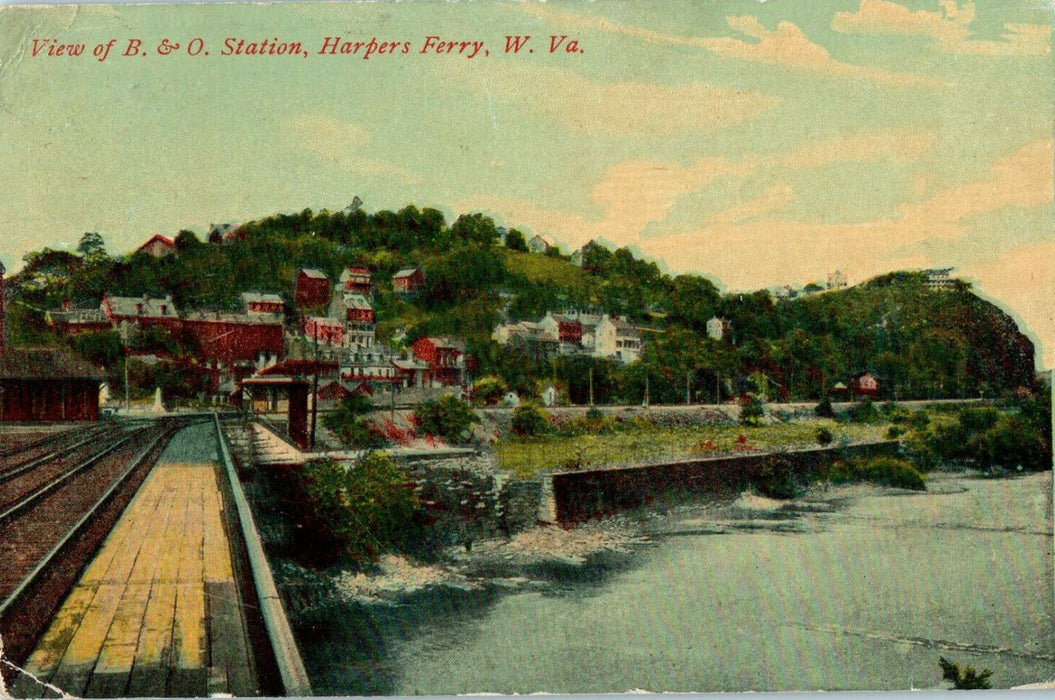 1910 B & O Station Harpers Ferry West Virginia VA Posted Antique RPO Postcard