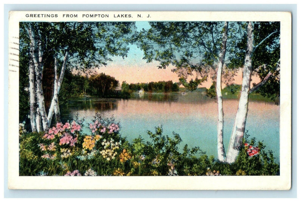 1933 Greetings from Pompton Lakes New Jersey NJ Vintage Postcard