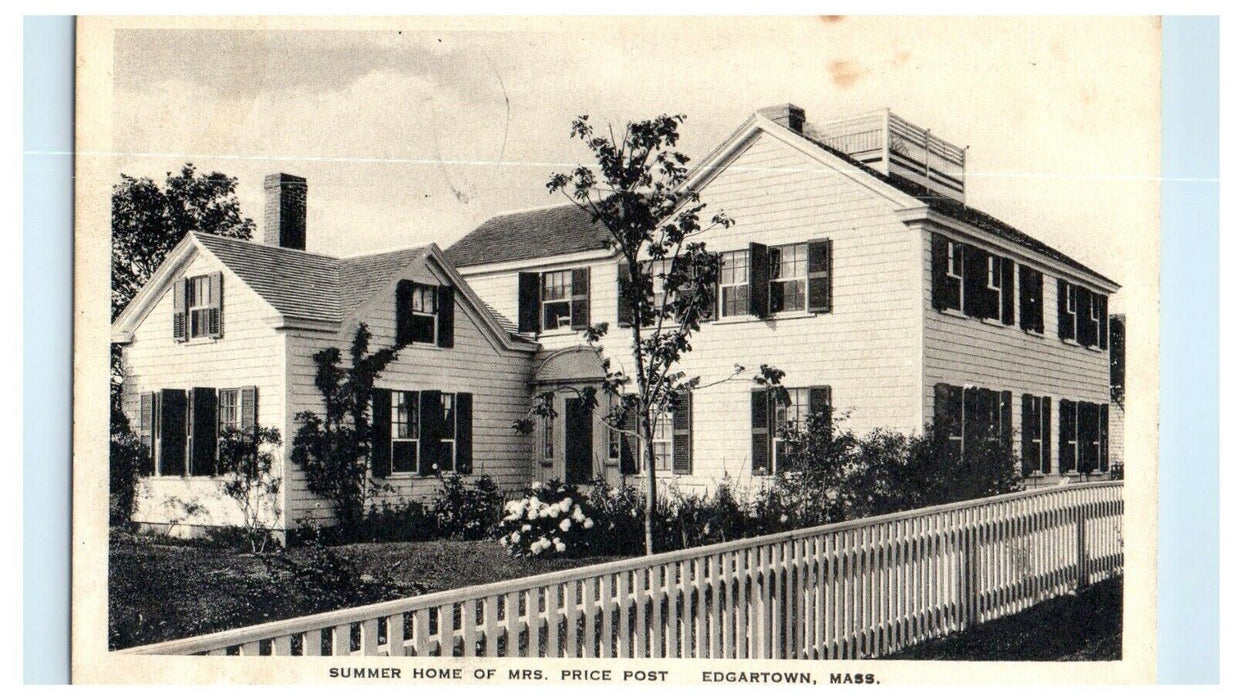 1907 Summer Home of Mrs. Price Post, Edgartown Massachusetts MA Postcard