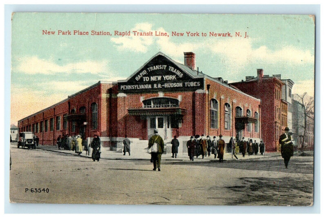 1914 Rapid Transit Line, New York to Newark, New Jersey NJ Antique Postcard