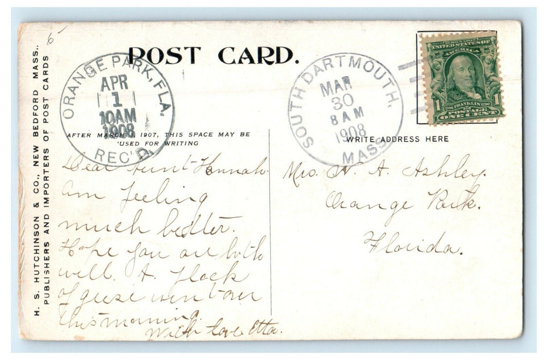 1908 Southworth Library Padanaram South Dartmouth Massachusetts MA Postcard