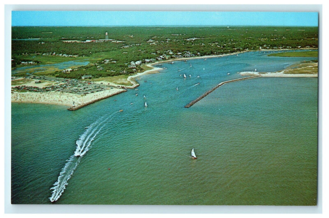 Aerial View Of Bass River Sailboats Cape Cod Massachusetts MA Postcard
