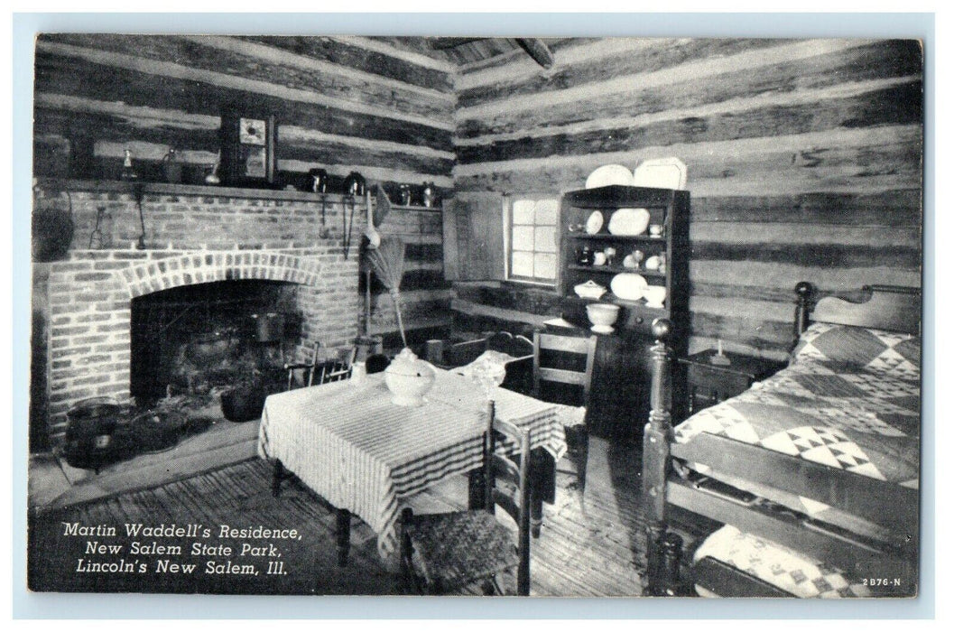 1952 Martin Waddell's Cabin Lincoln, New Salem, Illinois IL Vintage Postcard