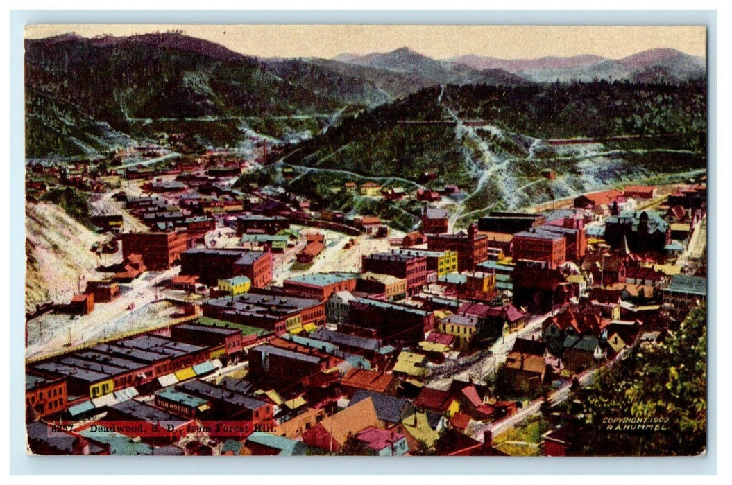 Aerial View Of Deadwood From Forest Hill Mountain South Dakota SD Postcard