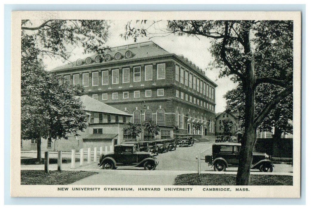 New Harvard University Gymnasium Old Cars Cambridge Massachusetts MA Postcard