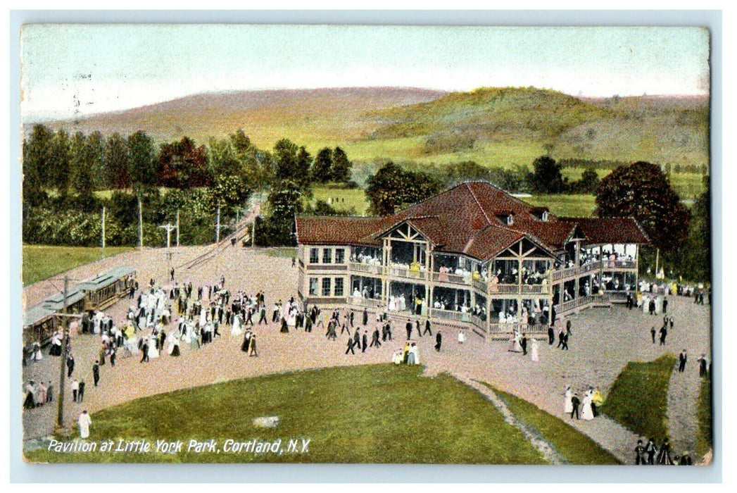 1909 Pavilion at Little York Park, Cortland New York NY Antique Postcard