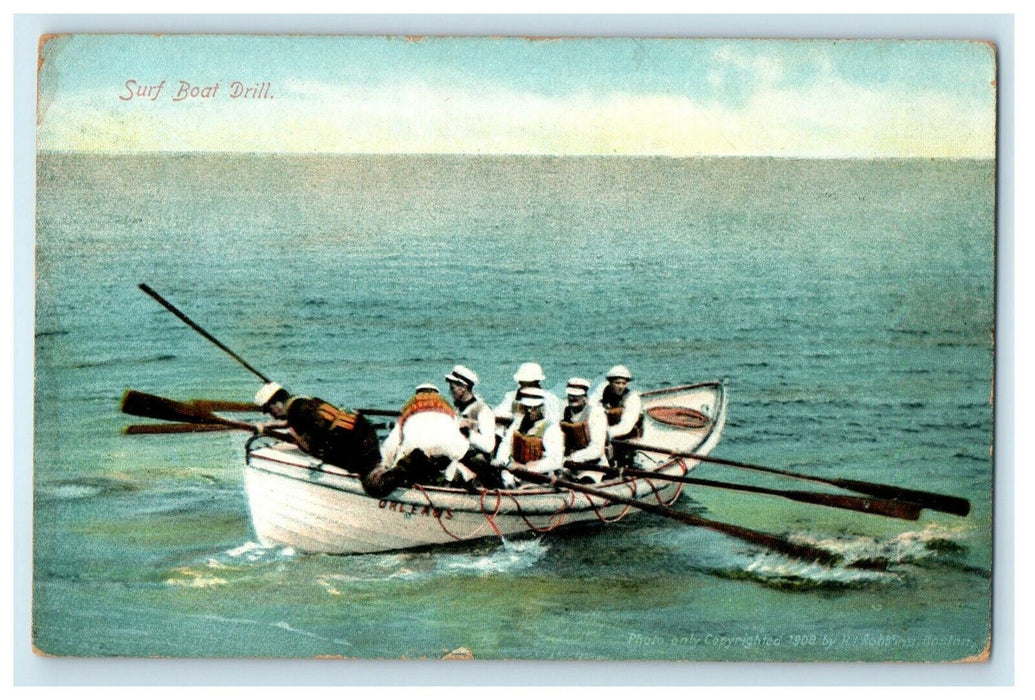 1910 Marines Surf Boat Drill Dennis Massachusetts MA Antique Postcard