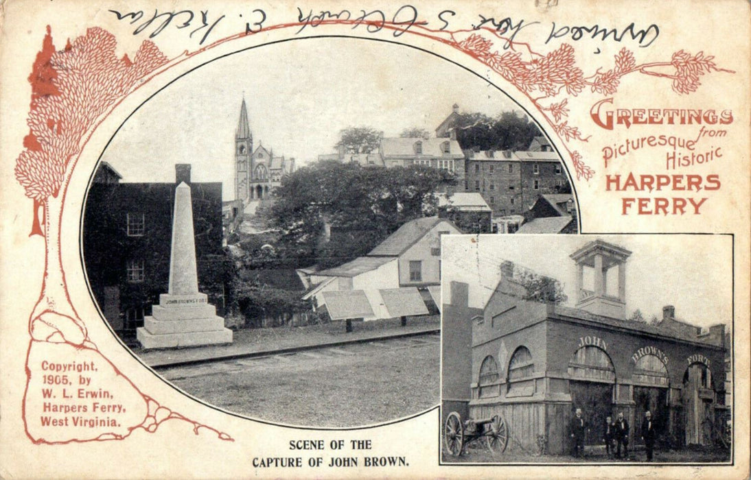 1906 Greetings from Picturesque Historic Harpers Ferry West Virginia VA Postcard