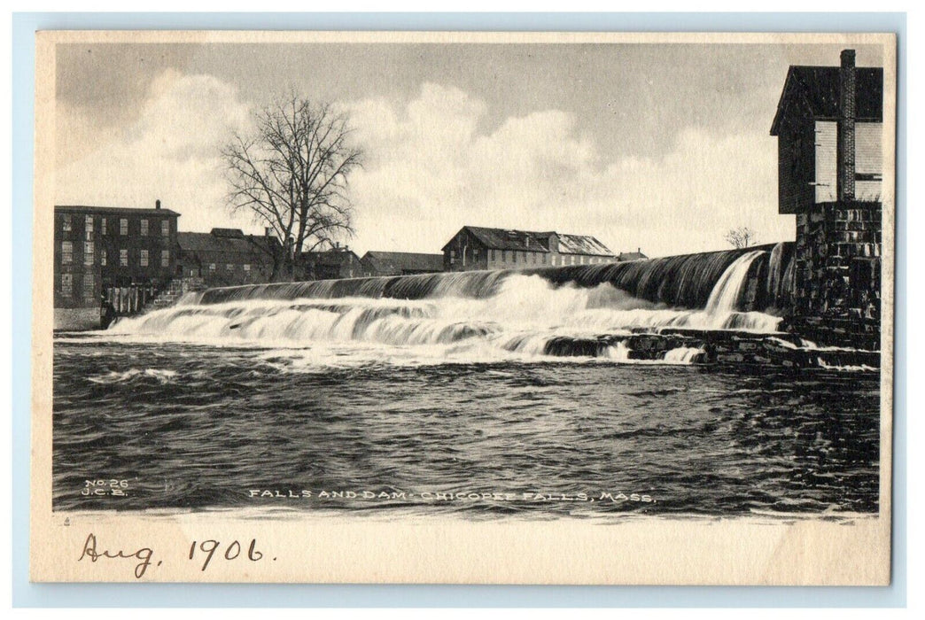 1906 Chicopee Falls And Dam Buildings View Massachusetts MA Antique Postcard
