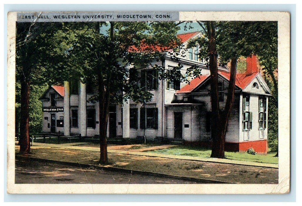 1923 East Hall Wesleyan University Middletown Connecticut CT Vintage Postcard