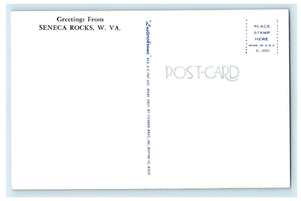 c1960s Greetings from Seneca Rock, West Virginia VA Unposted Antique Postcard