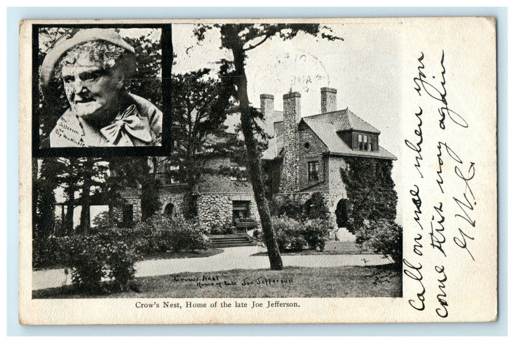 1905 Crow's Nest Home Of Late Joe Jefferson Buzzard Bay Massachusetts Postcard