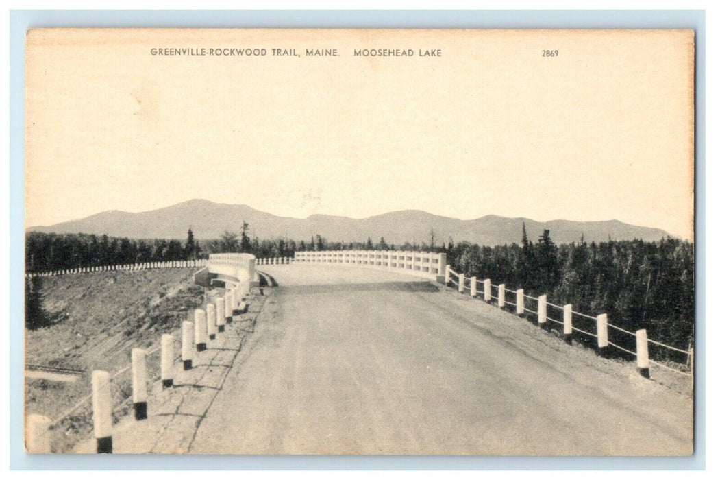 1912 Greenville-Rockwood Trail Moosehead Lake Maine ME Antique Postcard