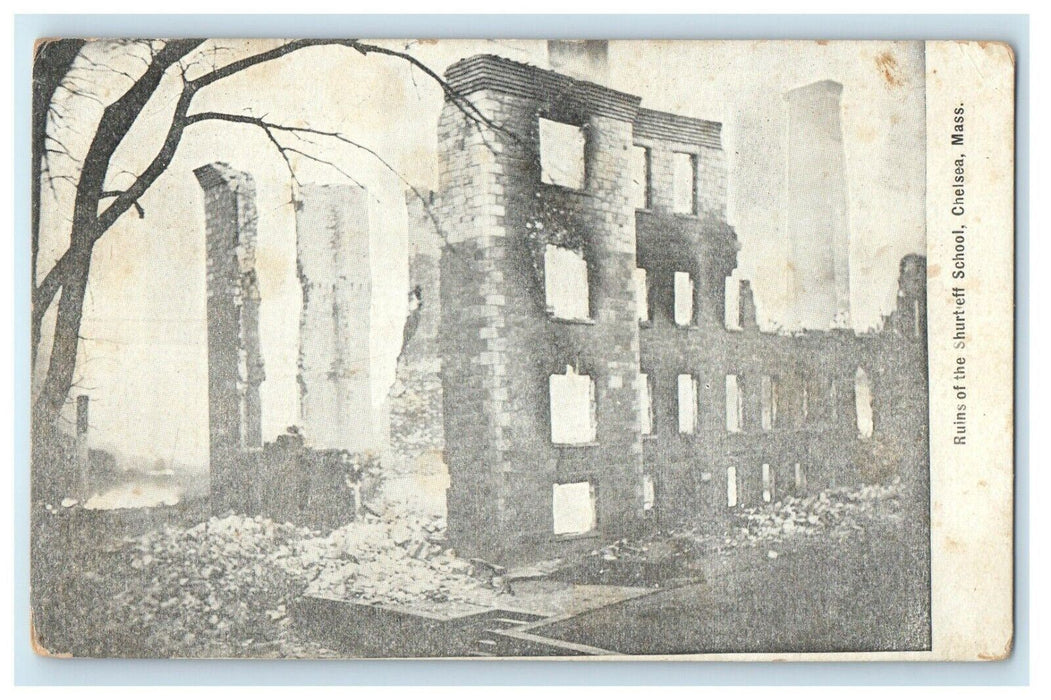 Ruins Of The Shurtleff School Chelsea Massachusetts MA Winsch Back Postcard