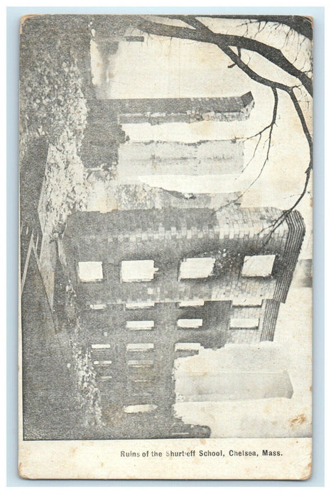 Ruins Of The Shurtleff School Chelsea Massachusetts MA Winsch Back Postcard